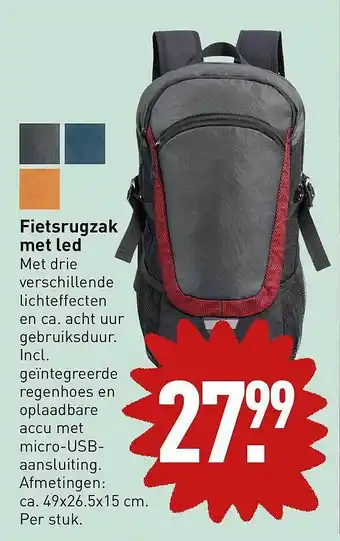 ALDI Fietsrugzak met led aanbieding