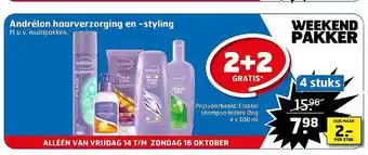 Trekpleister Andrélon haarverzorging en -styling 2+2 gratis aanbieding