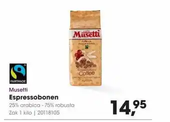 HANOS Musetti espressobonen 25% arabica - 75% robusta aanbieding