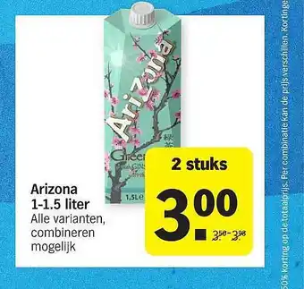 Albert Heijn Arizona 1-1.5 Liter aanbieding