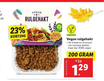 Lidl Vegan rulgehakt 200 gram aanbieding