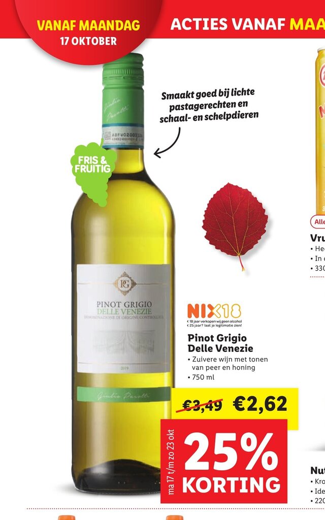 Pinot Grigio Delle Venezie 750 ml aanbieding bij Lidl