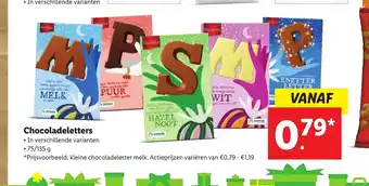 Lidl Chocoladeletters 75/135 g aanbieding