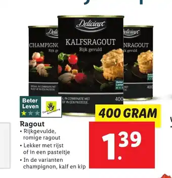 Lidl Delicieux Ragout 400 gram aanbieding