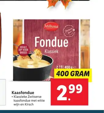 Lidl Milbona Kaasfondue 400 gram aanbieding