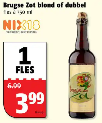 Poiesz Brugse Zot blond of dubbel 750ml aanbieding