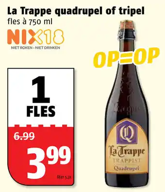 Poiesz La Trappe quadrupel of tripel 750ml aanbieding