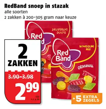 Poiesz Red Band snoep in stazak 2*200-305g aanbieding