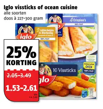 Poiesz Iglo vissticks of ocean cuisine 227-300g aanbieding