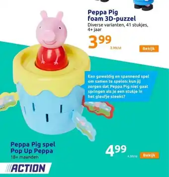 Action Peppa Pig spel Pop Up Peppa aanbieding