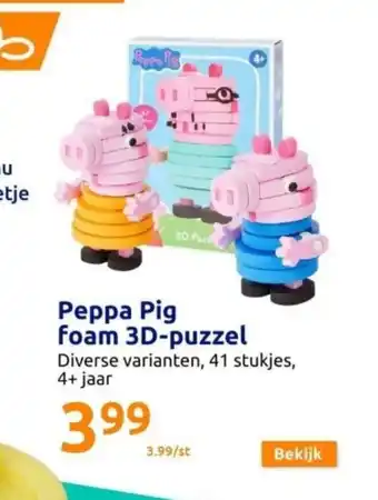 Action Peppa Pig foam 3D-puzzel aanbieding