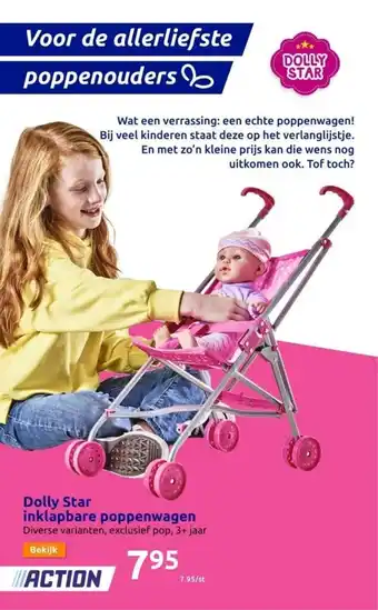 Action Dolly Star inklapbare poppenwagen aanbieding