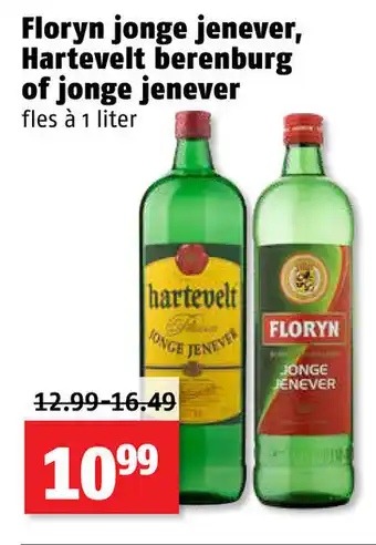 Poiesz Floryn jonge jenever, Hartevelt jonge jenever of berenburg 1L aanbieding