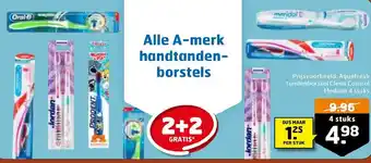 Trekpleister Aquafresh tandenborstels clean control medium 4 stuks aanbieding