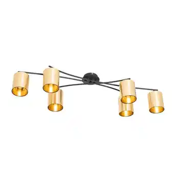 Lampenlicht.nl Moderne plafondlamp zwart met goud 6-lichts - lofty aanbieding