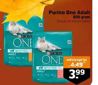 Trekpleister Purina one adult 800 gram aanbieding