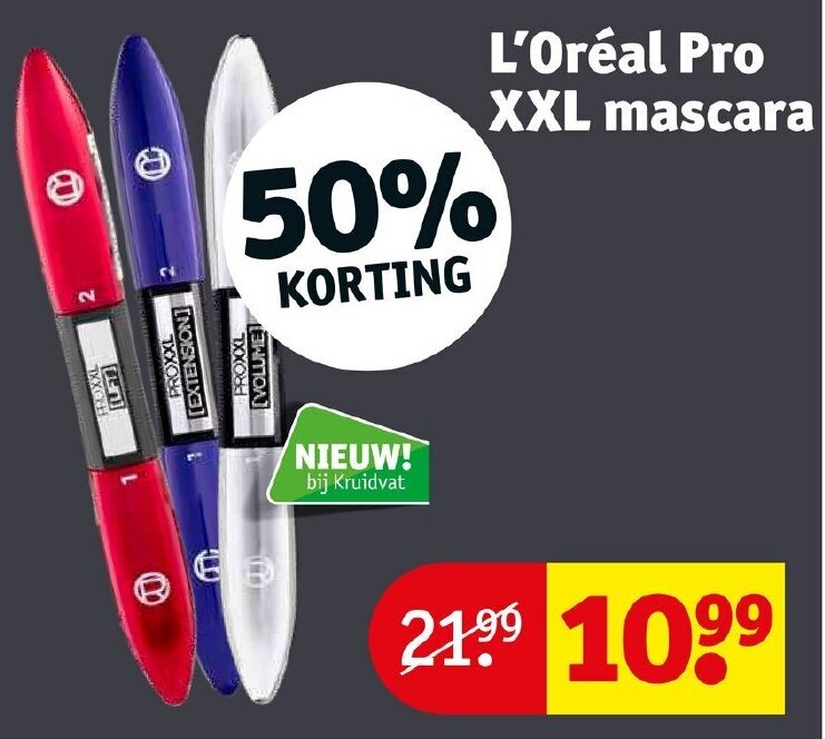 L'oreal pro XXL mascara aanbieding bij Kruidvat