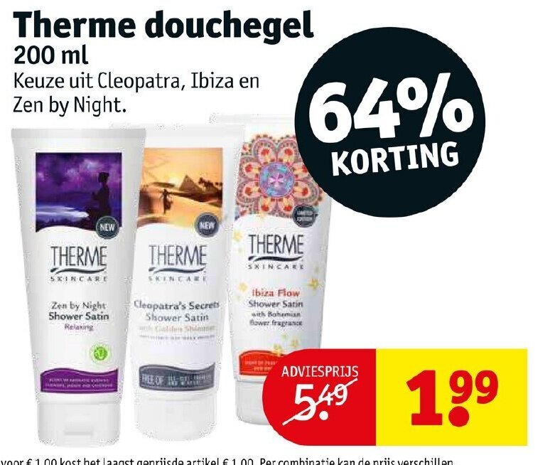 Therme douchegel 200ml aanbieding bij Kruidvat