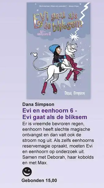 Libris Dana simpson evi en eenhoorn 6 - evi gaat als de bliksem aanbieding