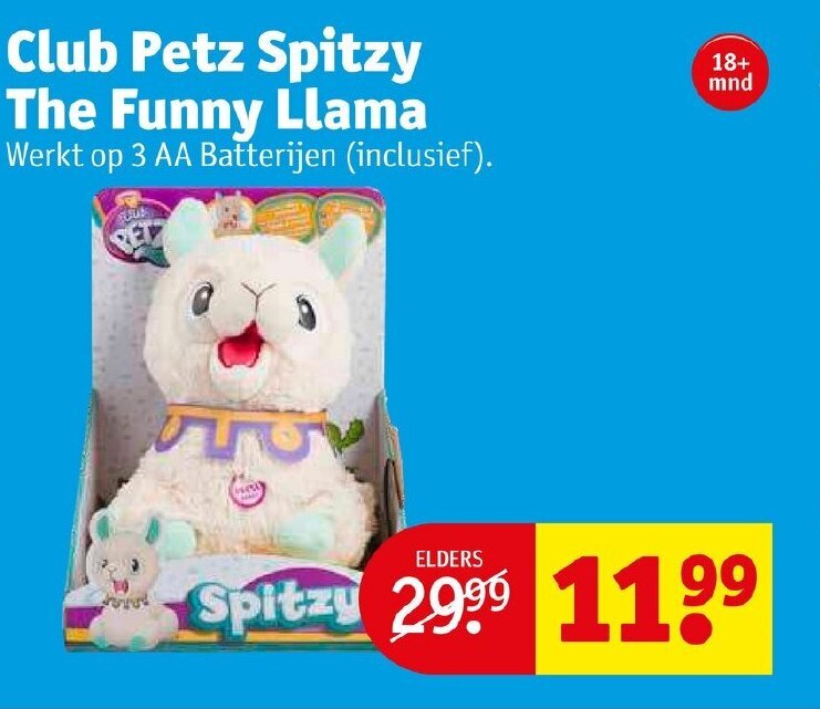 Club petz spitzy the funny llama aanbieding bij Kruidvat