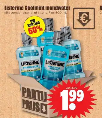 Dirk Listerine Coolmint mondwater 500 ml aanbieding