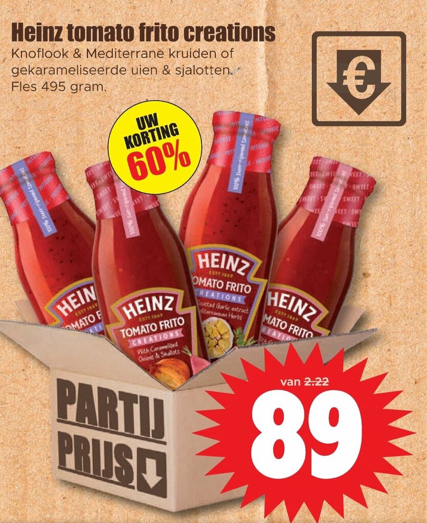 Heinz tomato frito creations 495 gram aanbieding bij Dirk