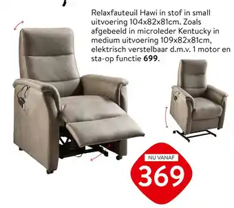 Profijt Meubel Relaxfauteuil Hawi in stof in small aanbieding