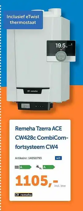 Warmteservice Remeha tzerra ace cw428c combicomfortsysteem CW4 aanbieding