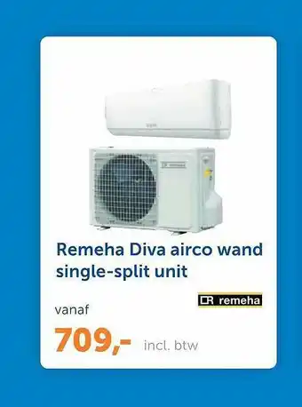 Warmteservice Remeha diva airco wand single-split unit aanbieding