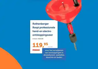 Warmteservice Rothenberger rospi professionele hand-en electro ontstoppingsveer aanbieding