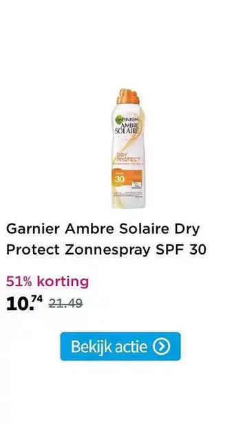 Plein.nl Garnier ambre solaire dry protect zonnespray SPF 30 51% Korting aanbieding