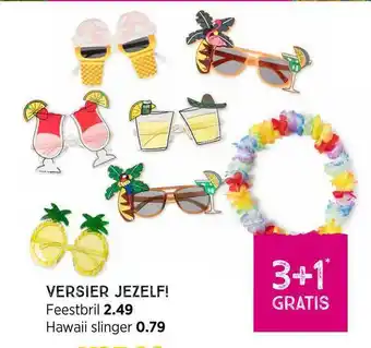 Xenos Versier jezelf! feestbril of hawaii slinger 3+1 Gratis aanbieding