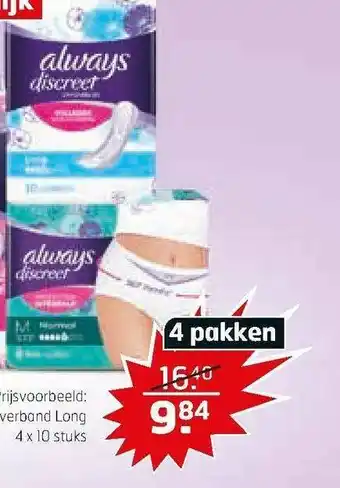 Trekpleister Always discreet maandverband long aanbieding