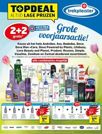 Trekpleister Andrélon, Axe, Badedas, Dove, Dove Men+Care, Dove Powered By Plants, Lifebuoy, Love Beauty And Planet, Prodent, Rexona, Simpl aanbieding