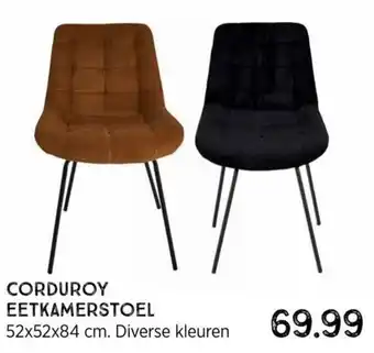 Xenos Corduroy Eetkamerstoel 52x52x84 cm Diverse kleuren aanbieding