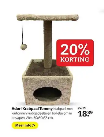 Pets Place Adori Krabpaal Tommy 20% Korting aanbieding