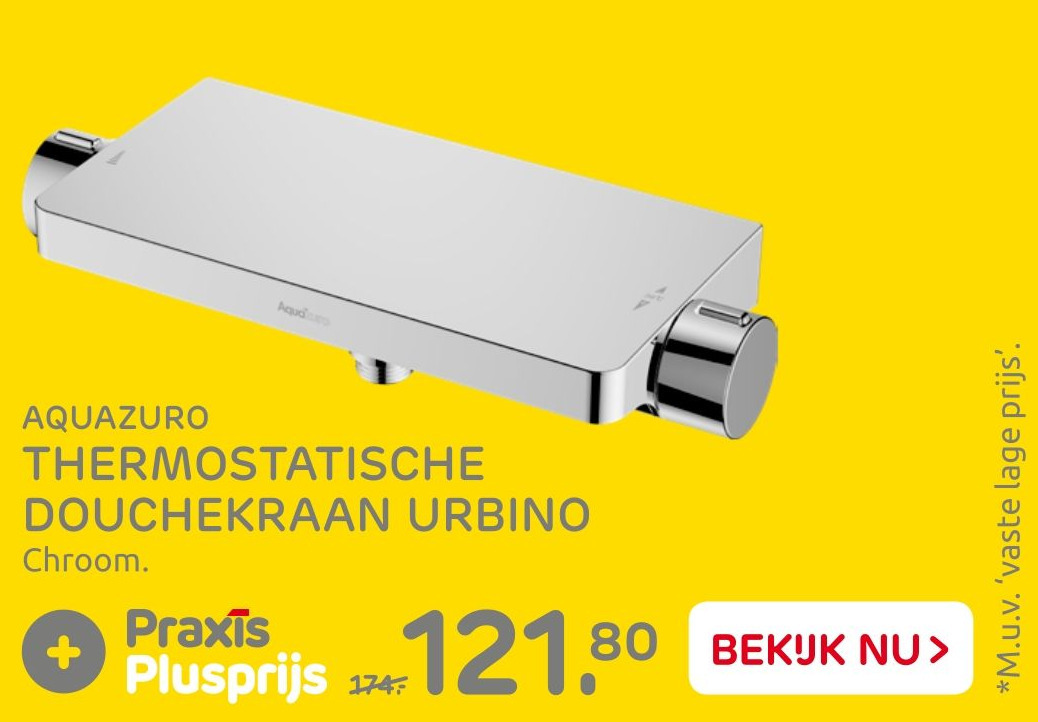 Aquazuro thermostatische douchekraan Urbino chroom aanbieding bij Praxis