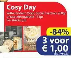 Die Grenze Cosy day witte fondant 250gr, biscuit taartmix 250gr of taart decoratieset 115gr aanbieding