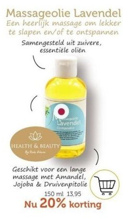 De Rode Pilaren Massageolie lavendel aanbieding