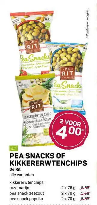 Ekoplaza Pea snacks of kikkererwtenschips de rit aanbieding