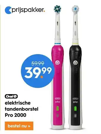 Blokker Oral-B Elektrische Tandenborstel Pro 2000 aanbieding