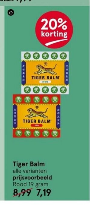 Etos Tiger Balm Rood 19 gram aanbieding