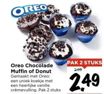 Vomar Voordeelmarkt Oreo chocolade muffin of donut 2 stuks aanbieding