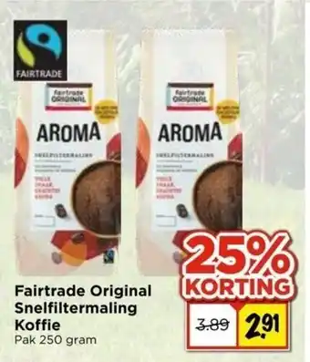 Vomar Voordeelmarkt Fairtrade original snelfiltermaling koffie 250g aanbieding