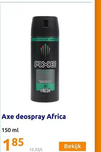 Action Axe Deospray Africa 150 Ml aanbieding