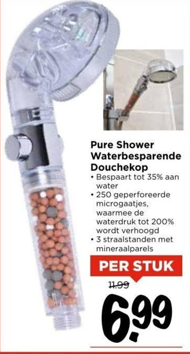 Pure shower watervesparende douchekop aanbieding bij Vomar