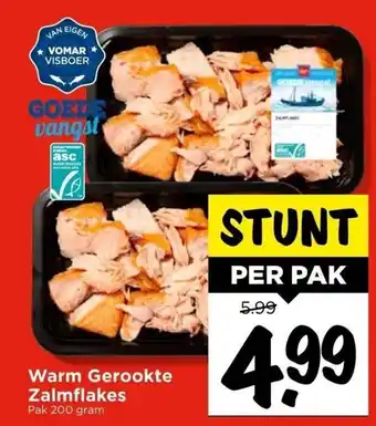 Vomar Voordeelmarkt Warm gerookte zalmflakes 200g aanbieding