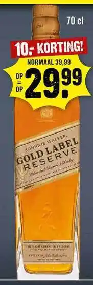 Dirck 3 Johnnie walker gold label reserve 10.- korting aanbieding