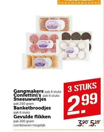 CoopCompact Gangmakers, Confettini's, Sneeuwwitjes, Banketbroodjes Of Gevulde Flikken aanbieding