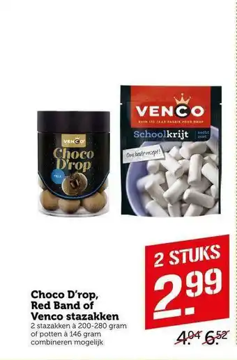 CoopCompact Choco D'rop, Red Band Of Venco Stazakken aanbieding